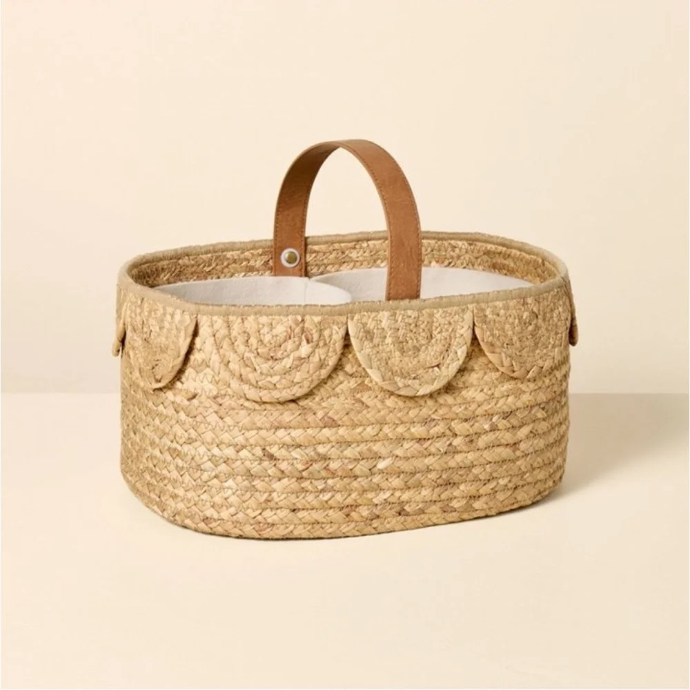Hearth & Hand Magnolia Natural Woven Scalloped Baby Diaper Caddy